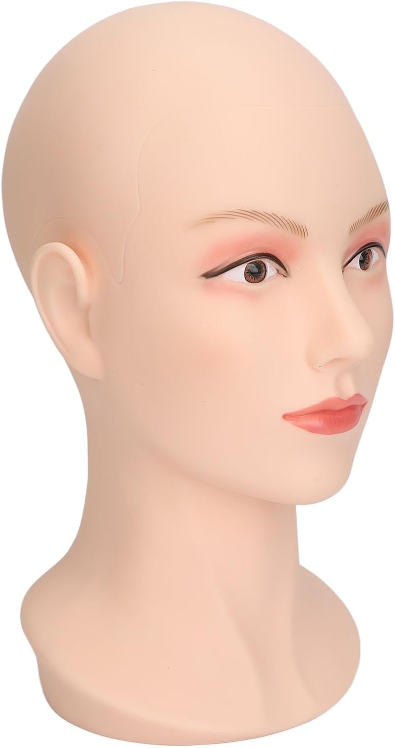Bald Manikin Mannequin Head Wig Mannequin Head Female Face Washable Mannequin Head Stand for Making Wigs, Displaying Wigs, Hats Display