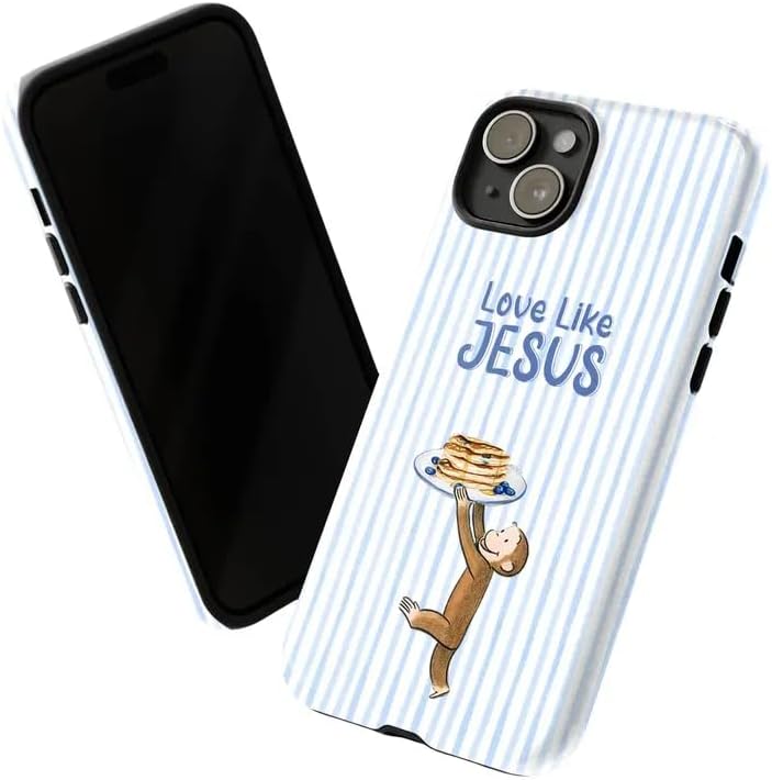 Cute Curious Monkey and Pancake Design Phone Case Compatible with iPhone 13pro, Shockproof Slim TPU and Hard PC Protective Phone Cover,Monkey Collection Playful image 3
