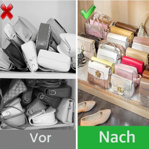 MEISO 2 Stück Schrank-Organizer, Trennwände für Taschen Schrank Organizer, Schrank-Taschenhalter mit 4 Fächern für Schlafzimmer, Kleiderschrank, Bücherregal, Küche, Lagerung und Organisation