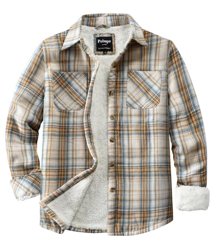 Womens Sherpa Fleece Lined Flannel Jacket Button Down Plaid Lightweight Flannel Shirt Jacket Women