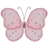 The Butterfly Grove Adelaide Butterfly Decoration 3D Hanging Mesh Nylon Decor, Carnation Pink, 5