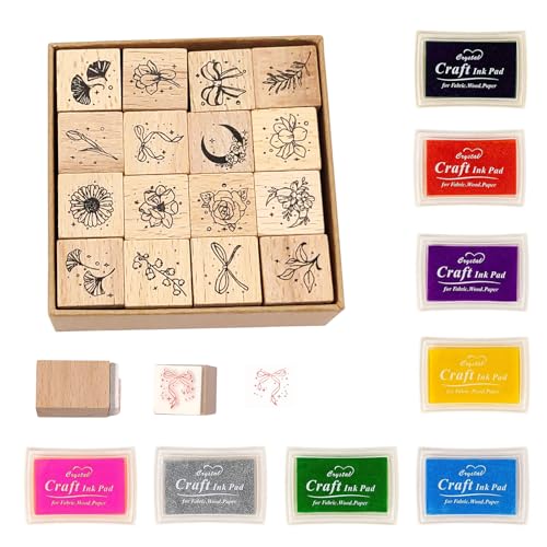 HRJZF of 24 Pcs Rubber Stamp and Craft Ink Set