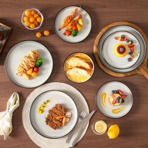 Image of vancasso 24-Piece Grayish Beige Stoneware Plates and Bowls Sets for 8