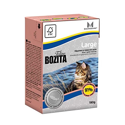Bozita Bitar i gelé våtfoder stor – 16 x 190 g – hållbart producerat kattfoder för vuxna katter stora raser – helfoder