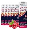 TRUEplus Glucose Tablets, Chewable, Raspberry Flavor, 15g Fast-Acting Carbohydrates, Fat Free, Gluten Free, Raise Low Blood Sugar and Boost Energy, 10 Count, 6 Tubes