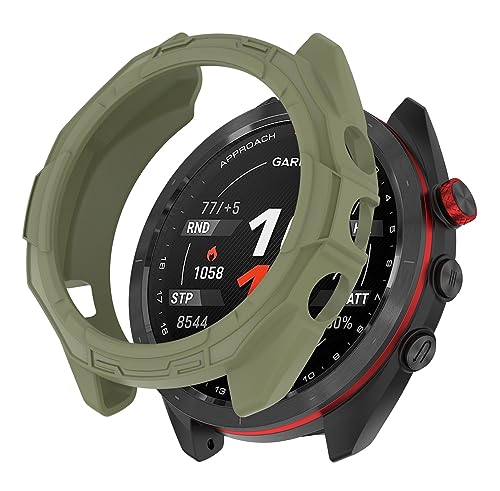 SHEAWA for Garminガーミン Approach S70 47mm ケース カバー TPUゴム 保護ケース 互換品 保護カバー 耐衝撃 アクセサリー (アーミーグリーン)