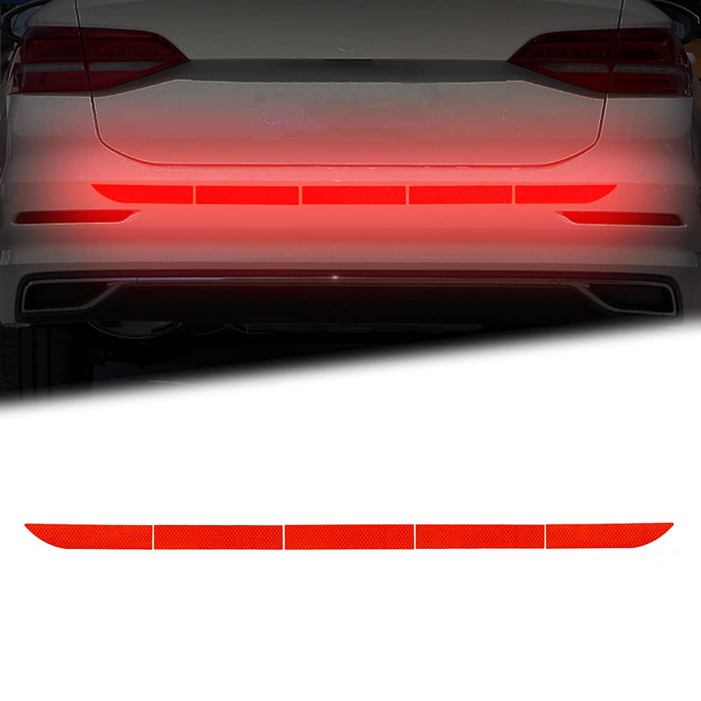 Reflective Rear Bumper Sticker Car Trunk Reflective Strips Diamond Grade Night Visibility Warning Tapes (6PCS Red)