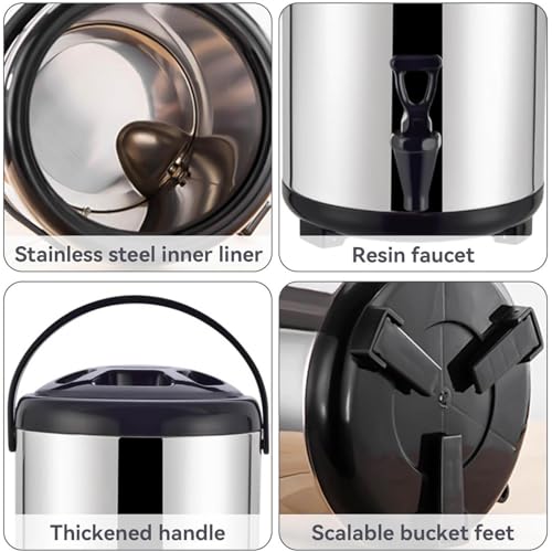 Distributore di bevande isolato, in acciaio inox, per bevande calde e fredde, perfetto per servire latte, tè e caffè