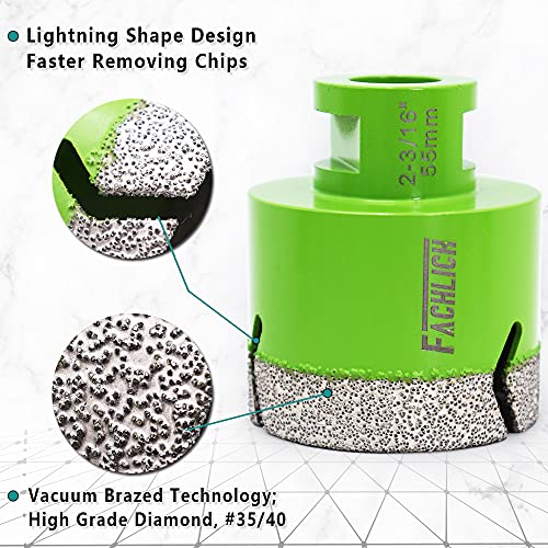 Image of Diamond Core Drill Bit,2pcs Diameter 2-3 /16 inch 55mm Thread 5 /8-11,Vacuum Brazed Dry Wet Hole Saw for Porcelain Tile,Granite,Marble,Concrete,Masonry,Brick