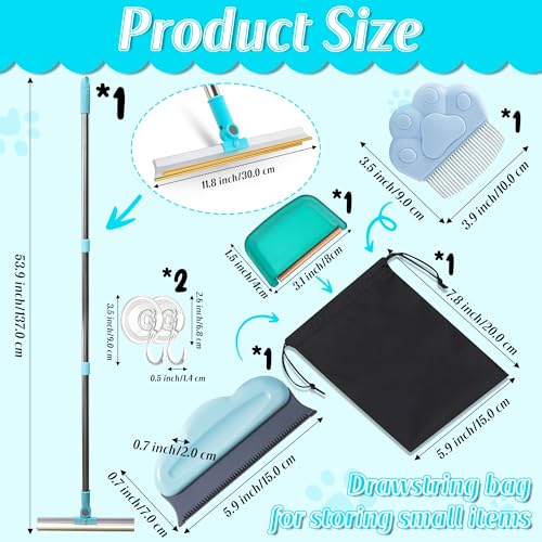 Image of 4 Packs Different Pet Hair Remover Set with Storage Bag - 180 Rotating Carpet Scraper Rake, Medium & Small Hair Removal Cleaner Tool for Couch Carpet Rug, Pet Comb for Shedding Grooming