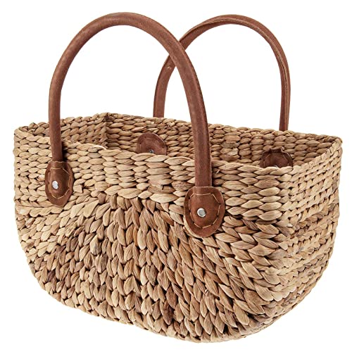 SIDCO Einkaufstasche Wasserhyazinthe Shopper Korb Tasche Einkaufskorb Natur Cover