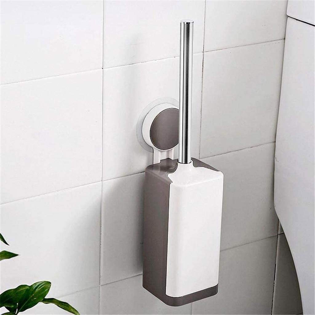 WC-Bürste aus Kunststoff, mit Saugnapf-Werkzeug, Edelstahl, langer Griff, Toilettenbürste