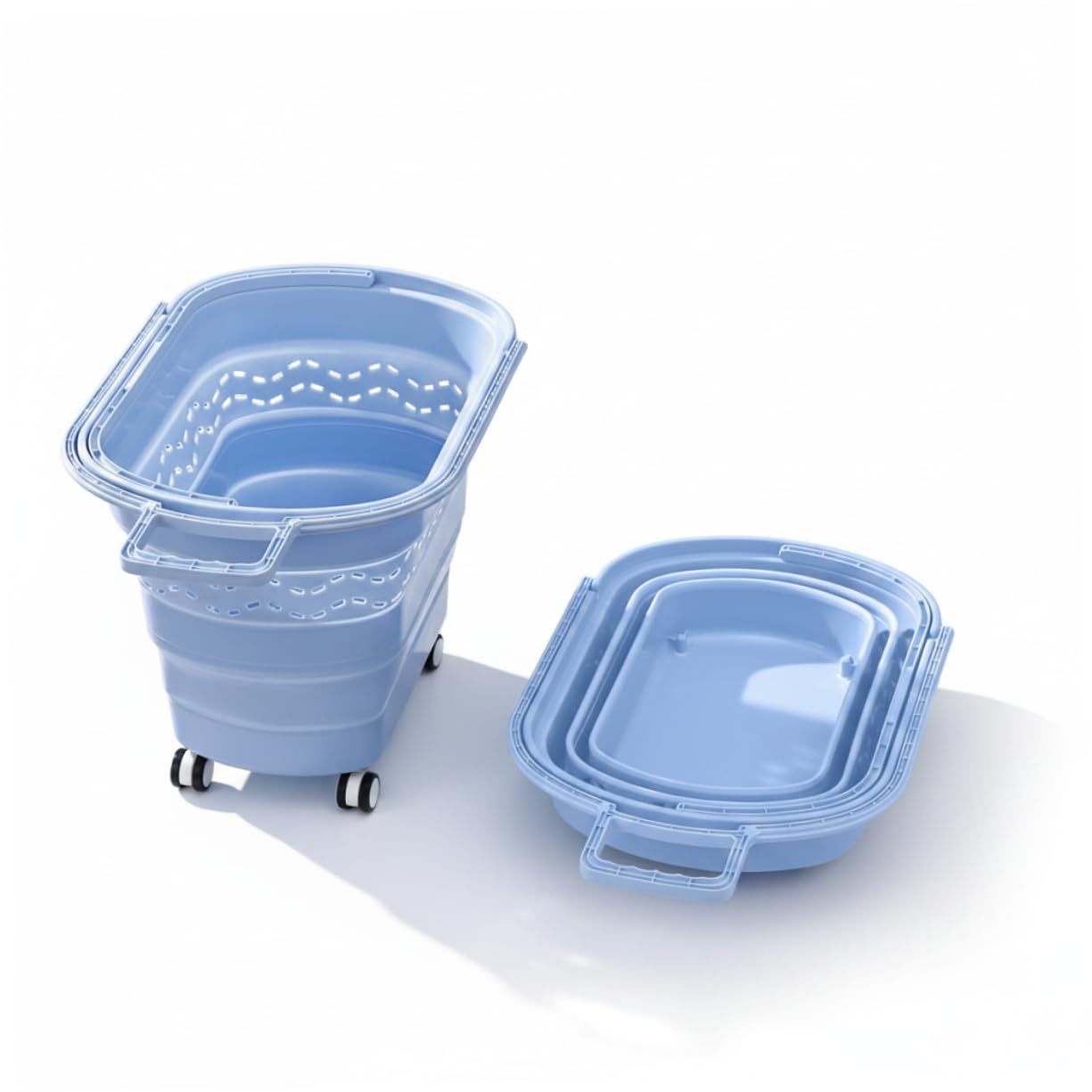Panier à linge à roulettes pliable pour éviter de porter les charges