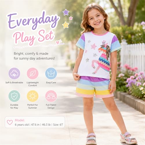 Image of VIKITA girls summer clothes toddler tshirts & shorts clothing sets cute birthday gifts for little kids