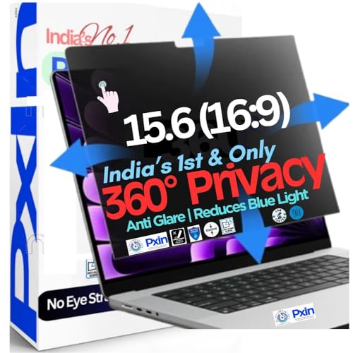 Image of Pxin 360 Privacy Guard compatible with 15.6 Inch Touch Laptop (16:9) | Privacy screen protector | Anti Glare | Anti Spy Screen | Reduces blue light | 360 degree Privacy Screen | Eye Protection