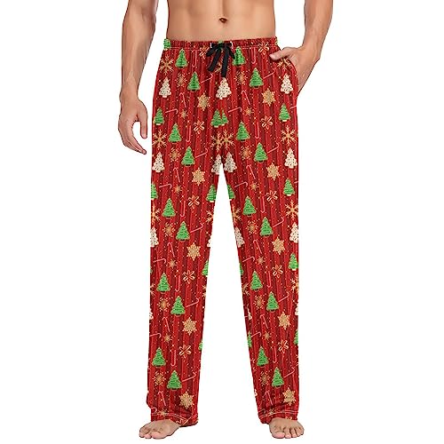 Christmas Gingerbread Xmas Tree Mens Pajama Pants Lounge Pajama Bottoms Men's Soft Sleep Pants With Pockets S