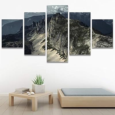 SIGNWIN 5 Panel Canvas Wall Art Mountainscape for...