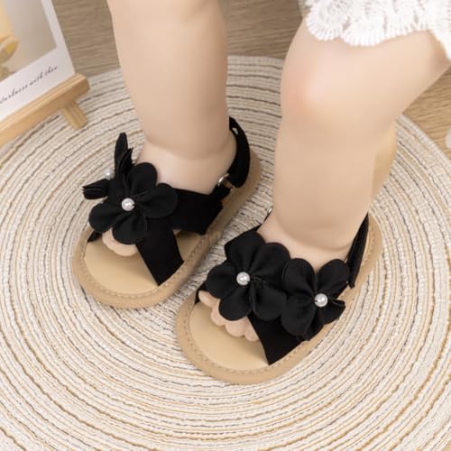 Image of Miamooi Infant Baby Girls Boys Sandals Summer Bowknot Crib Shoes Toddler Pu Leather Flower Soft Rubber Sole Dress Flats First Walker Shoes