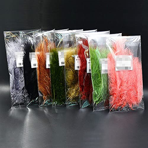 WellieSTR 160pcs(8 Color Assorted) Turkey Marabou Feather Cheap Blood Quill Woolly Bugger Fly Tying Feather Material