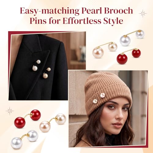 Image of WILLBOND 6 Pcs Artificial Pearl Brooch Pins Sweater Shawl Safety Clips Dress Clips for Women