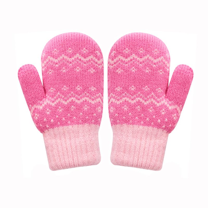 FGSS Winter Warm Mittens for Girls Boys - Elastic Cuff Knit Gloves Kids Snowflakes Stretchy Mittens Cold Weather(3-5 Yrs)2