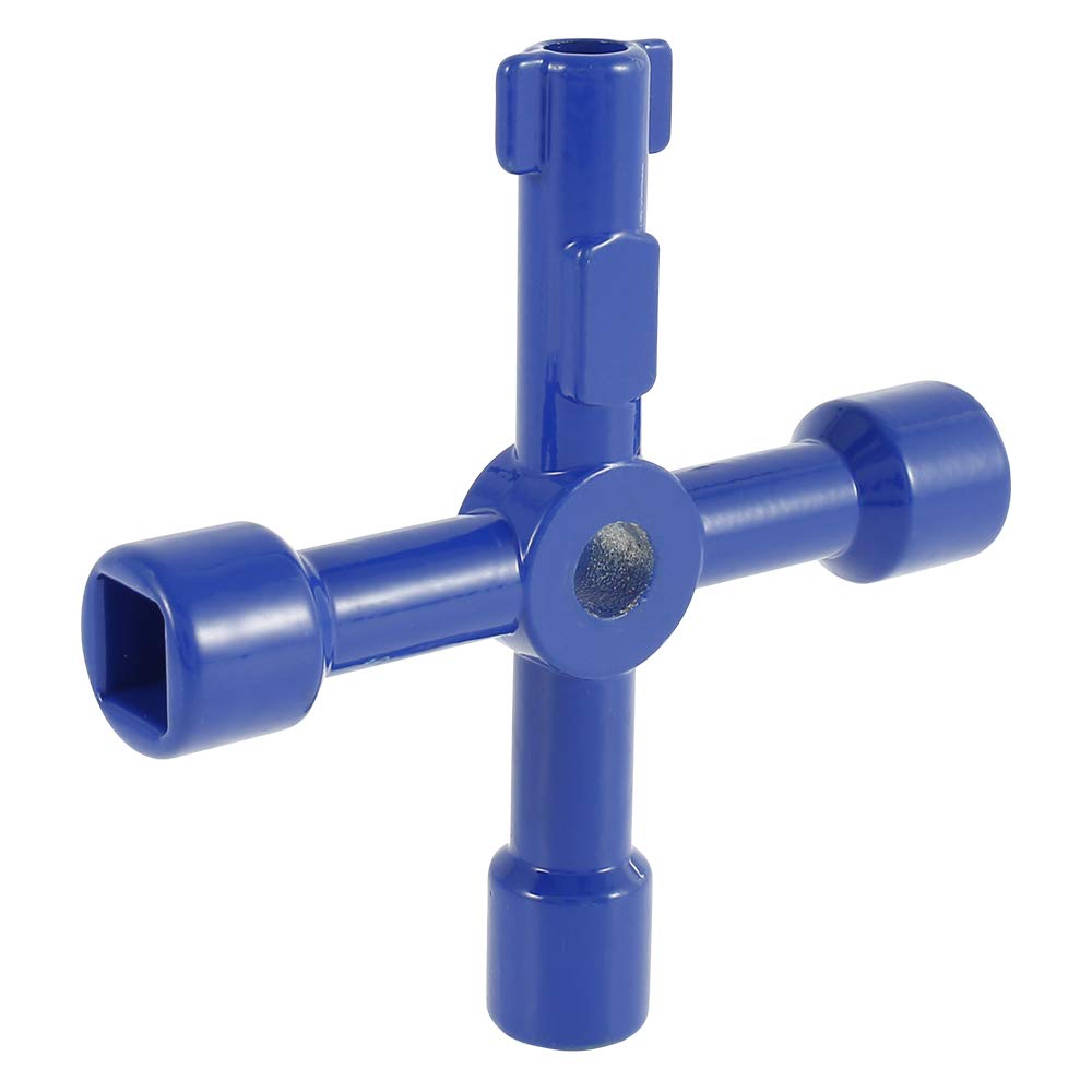 Clé Utilitaire Multifonction Cross Triangle Key pour Gaz d'Eau Électrique Box Armoire à Pharmacie Clé d'Ouverture (bleu)