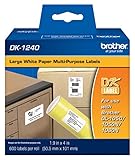 Brother Genuine DK-1240 Die-Cut Large Multi-Purpose White Paper Labels for Brother QL Label Printers, 1.9