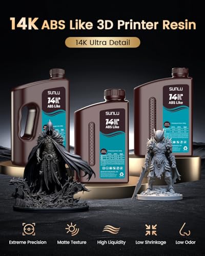 Image of SUNLU 14K ABS-Like 3D Printer Resin 2.0, Superior Precision, for Detail Printing Miniatures, Smooth Matte Surface,405nm UV Curing Photopolymer 3D Resin, 3KG, Grey