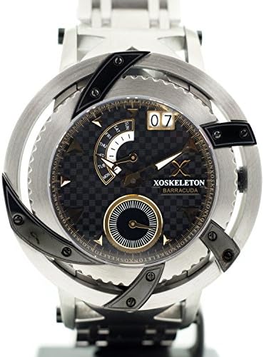 XO Skeleton Barracuda Swiss Black Dial Rose Gold Accent Stainless Steel Watch