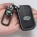 Car Key Cover for Land Rover Genuine Leather Protector Keychain Suit for Land Rover a9 Freelander Range Rover 2 3 Discovery Evoque 3 4 Sport Smart Remote Key Holder 5 Buttons-Black