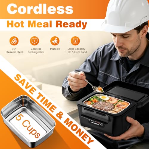 Cordless Electric Lunch Box for Adults, 24000mAh Rechargeable Food Warmer - image 3