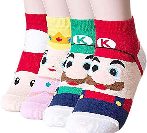 Happytree, calcetines para mujer, 3  6 unidades, divertidos y geniales gatos, perros, diseño de animales dulces, buena idea para regalo, talla única Multicolor Super Mario Talla única