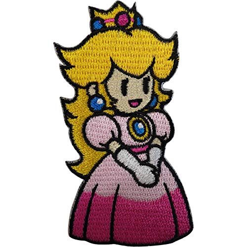ELLU Patch de Princesse pêche Fer à Coudre sur l'insigne de Jeu vidéo Super Mario Brothers