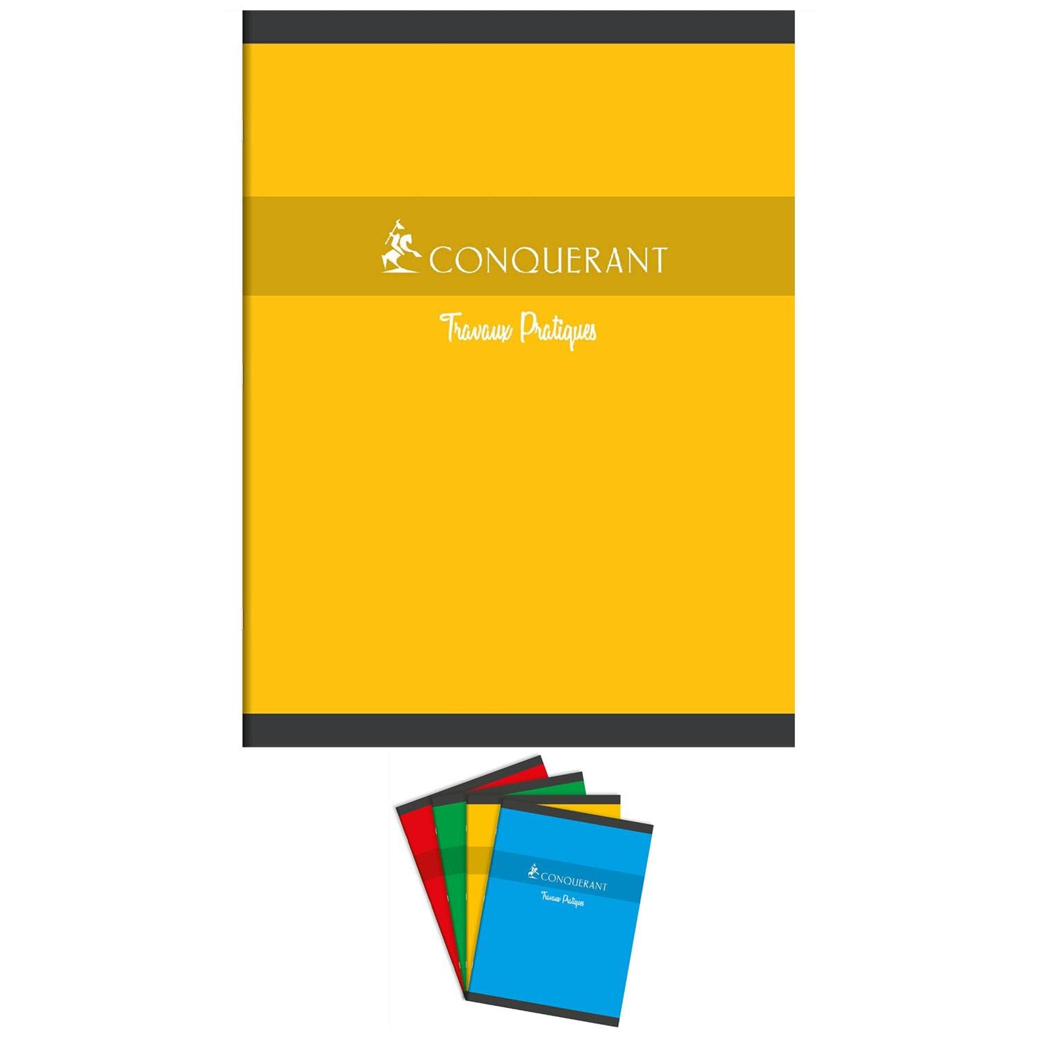 CONQUERANT Lot de 10 Cahiers travaux pratiques 30 pages Seyès+30 pages unies 24x32 70g