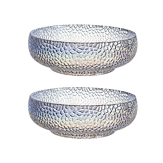 Salad Bowl Phnom Penh Glas Salad Bowl Dessert Skål Fruktsallad Skål Stackbar Rund Glas Korn Pasta Skål Set Transparent Kökskål (2 färger tillgängliga) Kök servering skål (Color : Multi-colored)