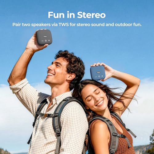 Image of Tribit StormBox Micro 2 Portable Speaker: 90dB Loud Sound Deep Bass IP67 Waterproof Small Speaker Built-in Strap, 12H Playtime Long Battery 120ft for Outdoor Camping Biking (Black)