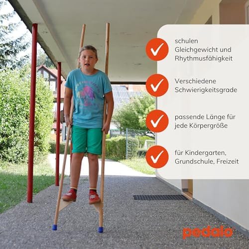 2. Bild von Pedalo® Stelzen 150 cm I verstellbare Holzstelze I Antirutsch-Gummifüße I Gleichgewicht I Spaß 150 cm