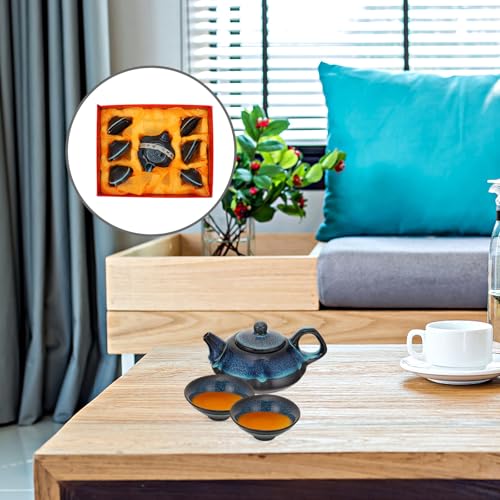 Juego de té de cerámica azul OUNONA ideal para disfrutar de tus infusiones al aire libre 4