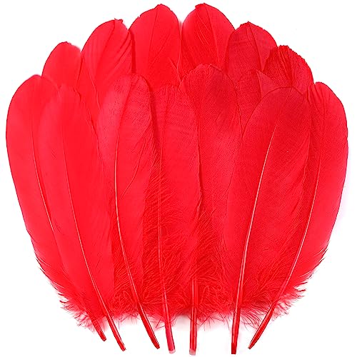 Ballinger Big Red Goose Feathers - 120Pcs 6-8inch Feathers Bulk for DIY Crafts Angel Wings Dream Catcher and Wedding Party Decor