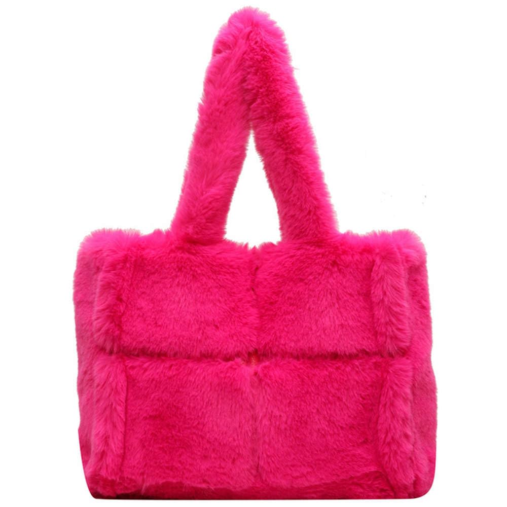 Hkufpq Faux Fur Tote Bag for Women - Soft Fluffy Winter Purse, Large Shoulder Handbag for Shopping or Everyday Use
