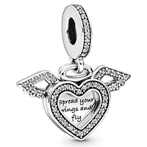PANDORA Hearts & Angel Wings Dangle Charm - Compatible Moments - Gift for Her - Made with Sterling Silver & Cubic Zirconia - with Gift Box2