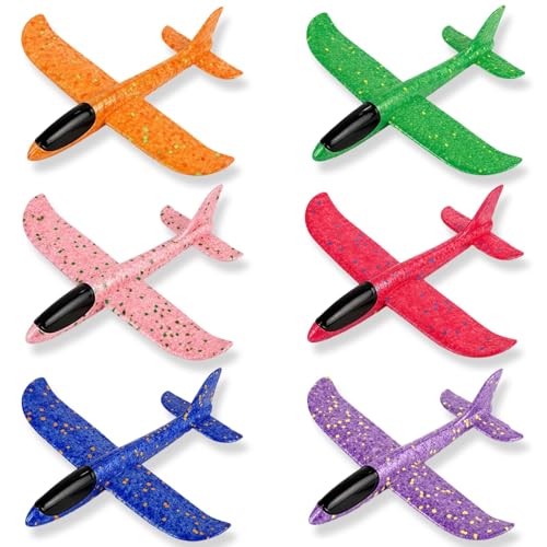 TUBAWD 6PCS Foam Plane Set Foam Glide for Outdoor Play Gliders Lightweight 24cm Glider Planes for Backyard and Park Activities