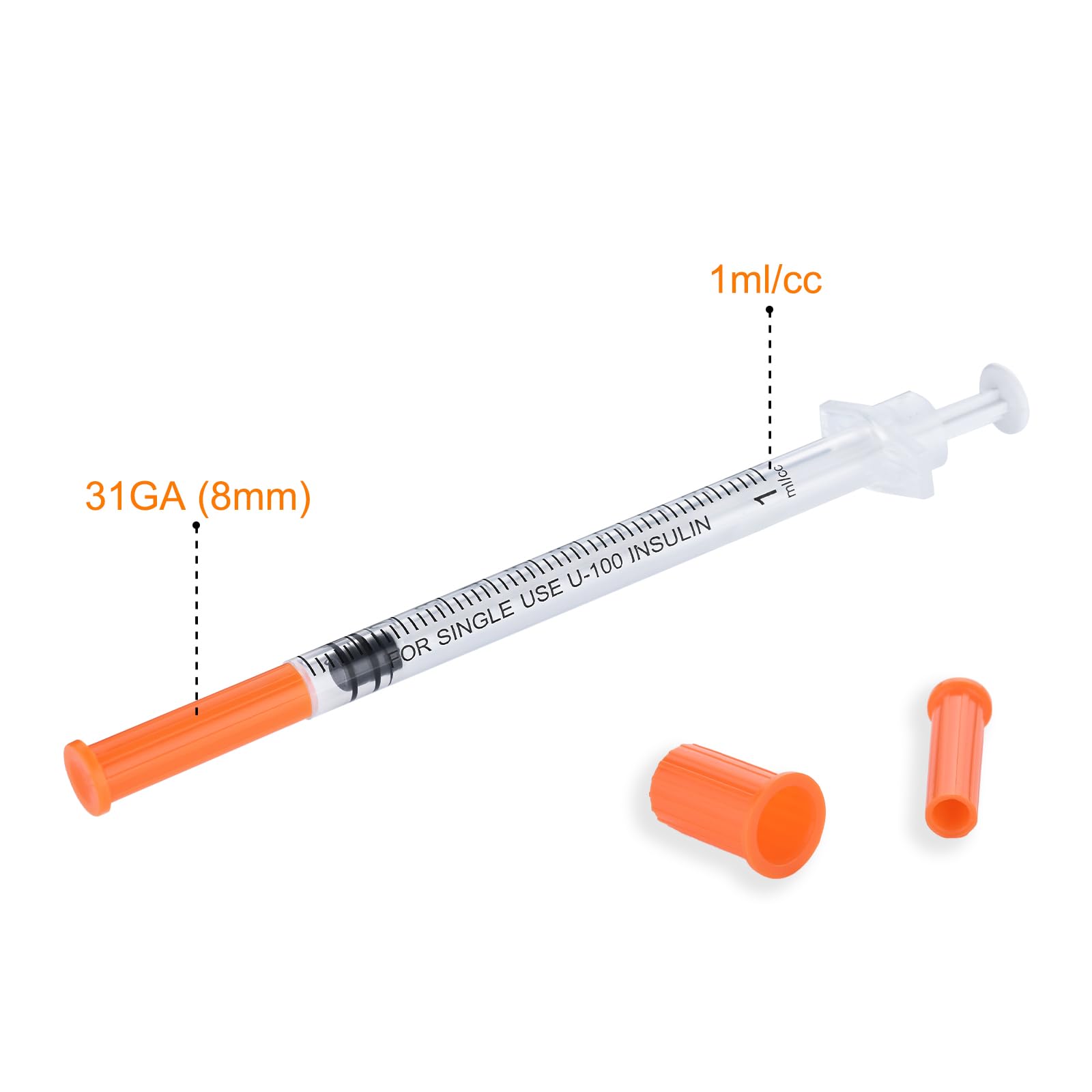 100 strumenti di trasferimento con scala da 1 ml, multiuso, 31 g, 8 mm, confezionati singolarmente per laboratorio, trasferimento di liquidi (100)