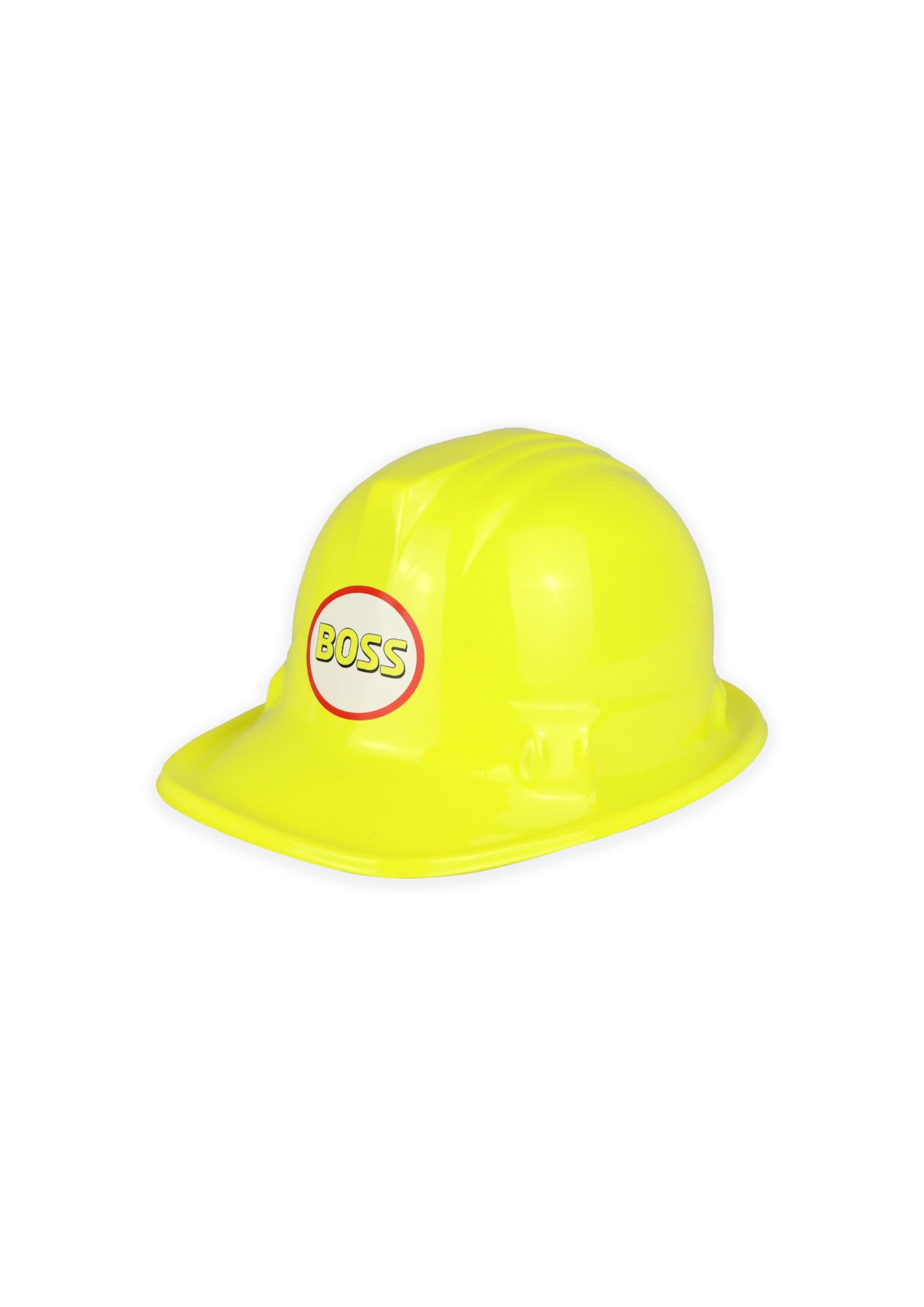 HENBRANDT Children's Yellow Plastic Construction Worker Hard Hat Boss Sticker Kids Boys Girls Builder Fancy Dress Costume Role Play Helmet Toy Pack of 12