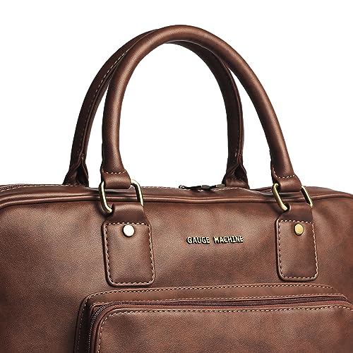 Image of Gauge Machine Professional Vegan Leather Messenger Briefcase Bag for Office |Fits upto 14 /15 / 16 inch Laptop |Separate Padded Laptop Compartment |Water Resistant |Men & Women |16L