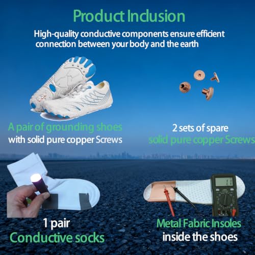 Image of Grounding Barefoot Shoes with Copper , Effective Full-Chain Grounding | Solid Copper Screws,Conductive Insoles,Extra Conductive Socks.Zero-drop,flexible wide toe box,for unisex