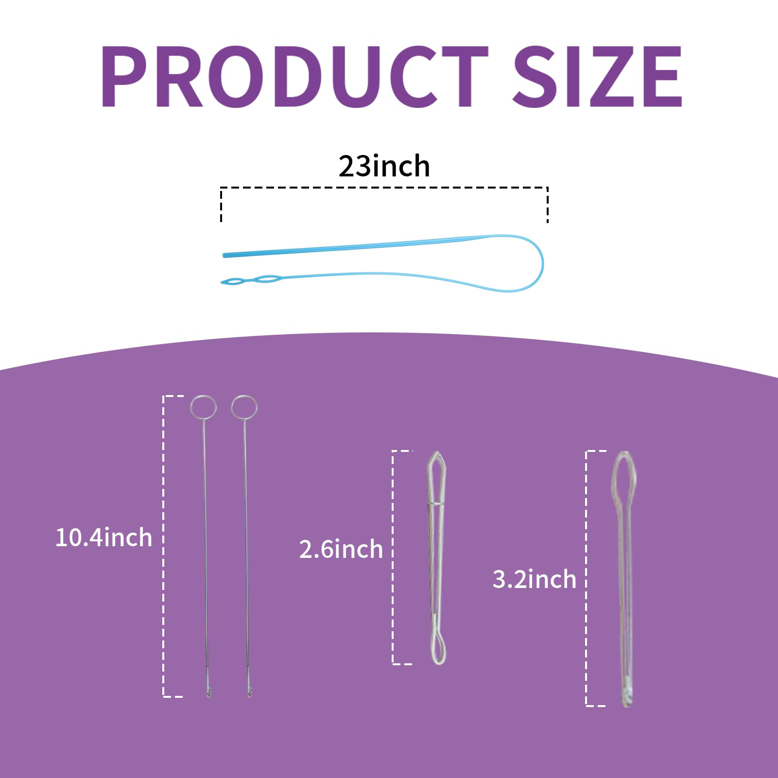 6 Pieces Sewing Loop Kit Include Sewing Loop Turner, Elastic Threaders Tweezers Long Loop Turner Tool with Latch for Fabric Belts Strips DIY Knitting Accessories Craft Hoodies Sweatpants Ballet