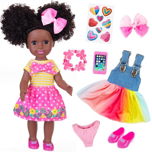 Muñeca de silicona negra ZITA 14.5 pulgadas con accesorios miniatura 1