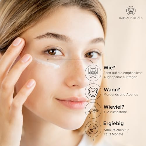 BIO Augencreme hochdosiert • 50 ml +Hyaluronsäure +Allantoin +Arganöl • 100% Vegan & BIO • Augencreme gegen Falten & Augenringe • Premium Anti-Aging Augenpflege Made in Germany • Augenringe entfernen