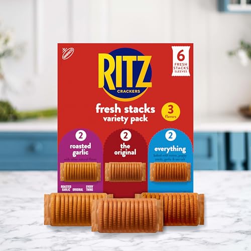 RITZ Fresh Stacks Original, Everything, and Garlic Butter Crackers Variety Pack, Travel Snacks, 8.85 oz (6 Multi Snack Packs) (Pack of 2) - image 6